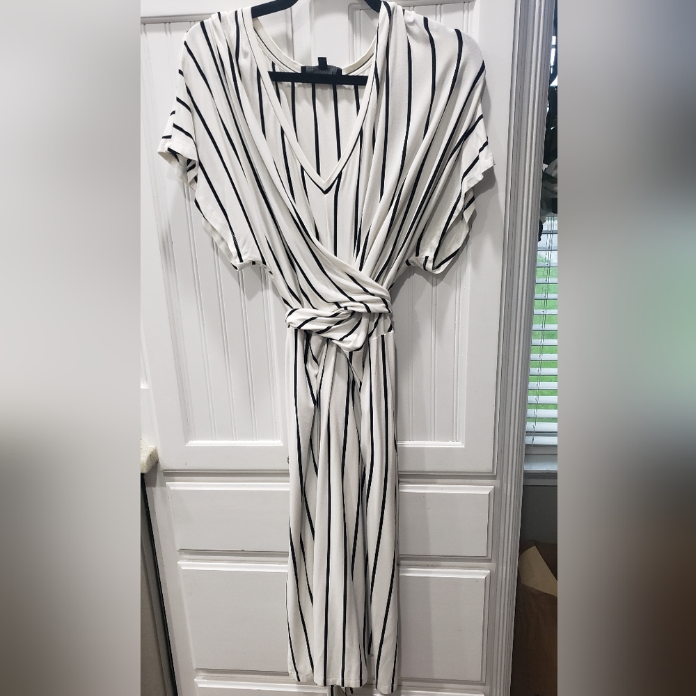 Eloquii Striped V-Neck Wrap Dress